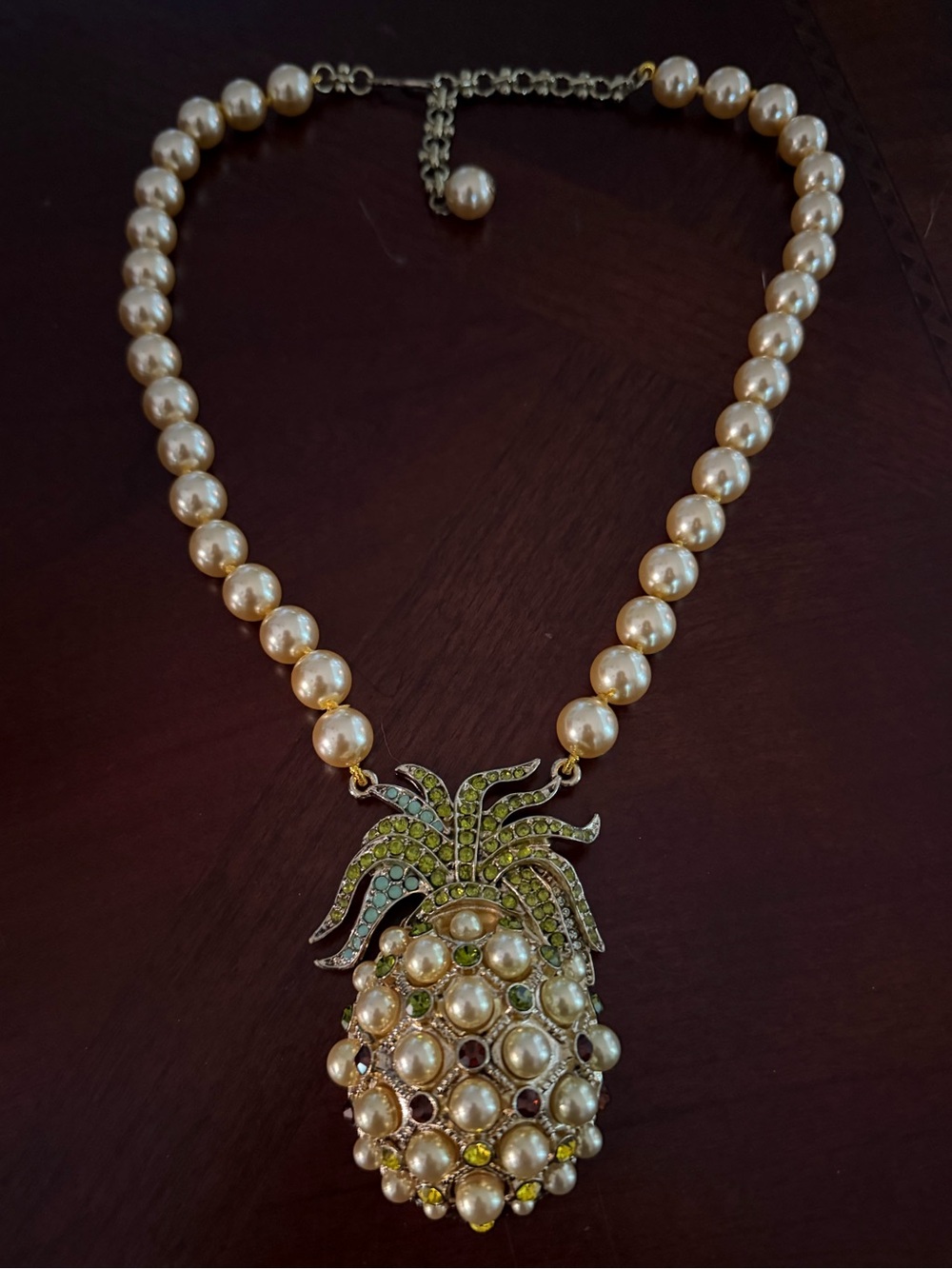 Heidi Daus Pineapple Passion Faux Pearl & Swarovski Crystal Statement Necklace